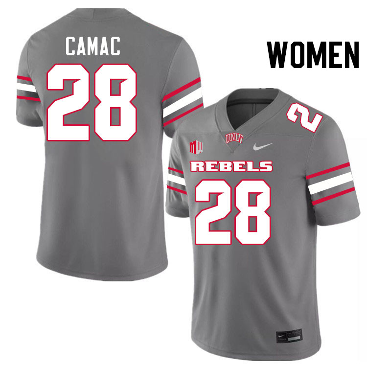 Women #28 Fisher Camac UNLV Rebels College Football Jerseys Stitched-Grey